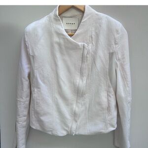ANTHROPOLOGIE Blank NYC Mesh Detail Crepe moto Jacket biker white size large